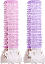 Fragrances, Perfumes, Cosmetics Double Hair Curlers with Clip, pink + purple - Top Choice 