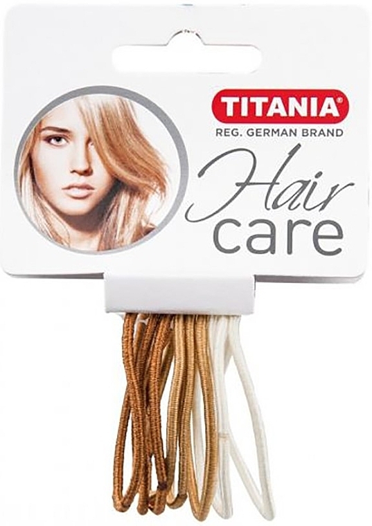 Hair Tie, elastic, 2 mm, 9 pcs, light brown - Titania — photo N1