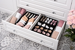 Storage Organiser with 16 Compartments 'Home', black 30x30x10 cm - MAKEUP Drawer Underwear Organizer Black — photo N3