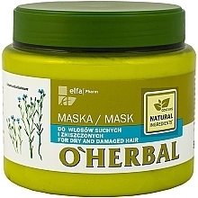 Fragrances, Perfumes, Cosmetics Dry & Dull Hair Mask with Flaxseed Extract - O'Herbal