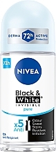 Fragrances, Perfumes, Cosmetics Roll-on Deodorant Antiperspirant "Black & White Invisible Protection PURE" - NIVEA Black & White Invisible Female Deodorant Pure Roll-On