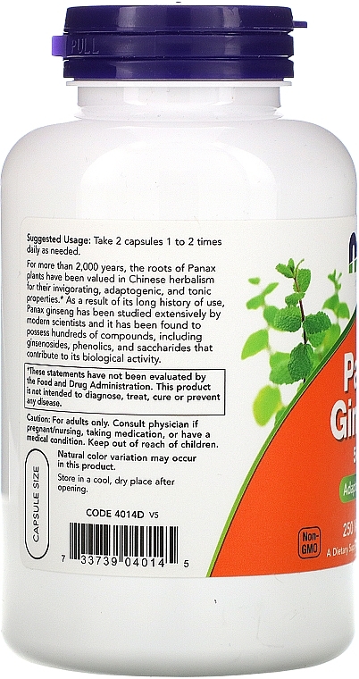 Ginseng Capsules, 500mg - Now Foods Panax Ginseng — photo N5