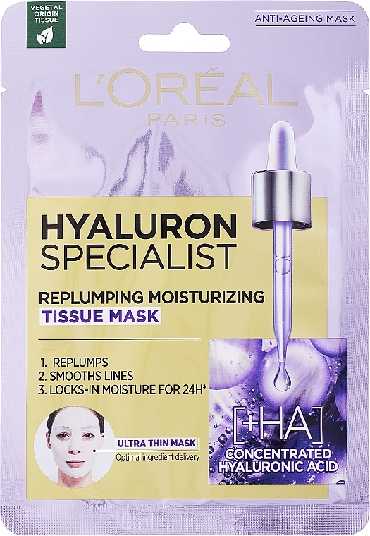 Face Sheet Mask - L'Oreal Paris Hyaluron Specialist Replumping Moisturizing Tissue Mask — photo N1