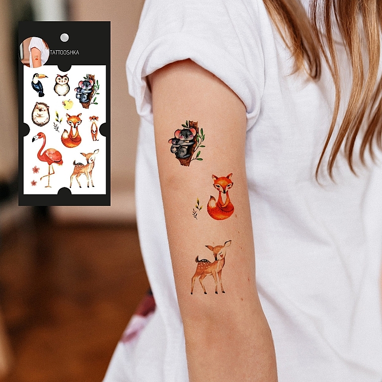 Kids Temporary Tattoo Set "Koala & 7 Animals" - Tattooshka — photo N30