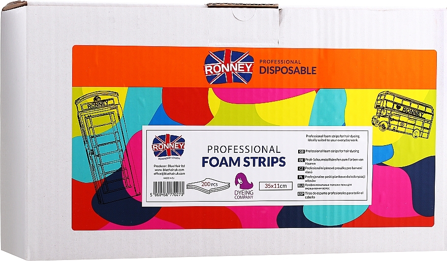 Hair Coloring Foam Strips, 35x11cm - Ronney Professional Foam Strips — photo N1