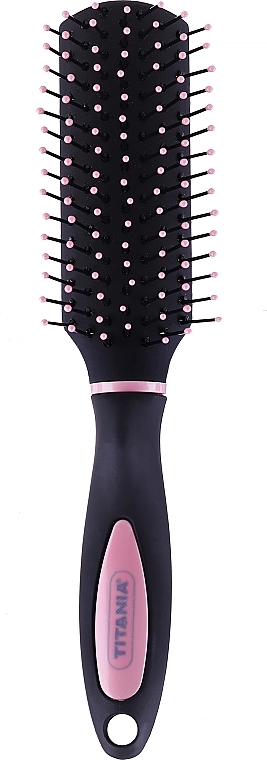 Rectangular Mini Hair Brush 18 cm, light pink - Titania Softtouch — photo N1