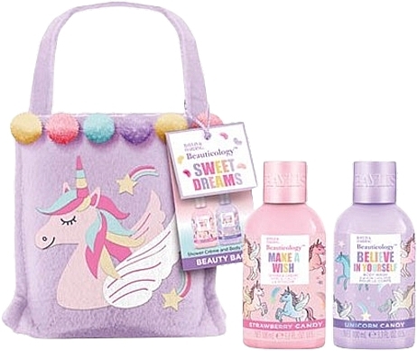 Set - Baylis & Harding Beauticology Candy Unicorn Beauty Bag Gift Set (sh/cr/100ml + sh/gel/100ml + bag/1pc) — photo N1