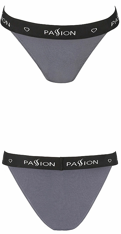 Cotton Tanga Panties with Wide Elastic Band PS015, dark grey - Passion — photo N2