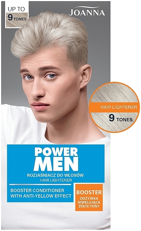 Hair Lightener, up to 9 tones - Joanna Power Men Hair Lightener Booster Conditioner With Anti-Yellow Effect — photo N3