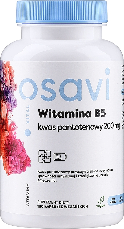 Vitamin B5 + Pantothenic Acid Capsules 200mg - Osavi Vitamin B5 Pantothenic Acid — photo N6