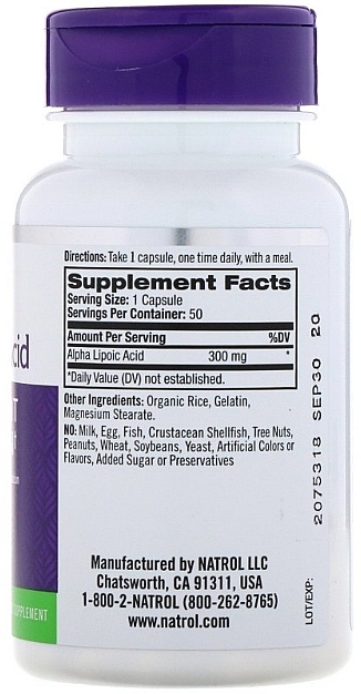 Alpha Lipoic Acid, 300 mg - Natrol Alpha Lipoic Acid — photo N11