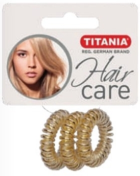 Anti Ziep Hair Tie, plastic, golden, 3 pcs, 3.5 cm - Titania — photo N2