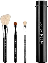Makeup Brush Set in Case, black, 3 pcs - Sigma Beauty Essential Trio Brush Set — photo N3