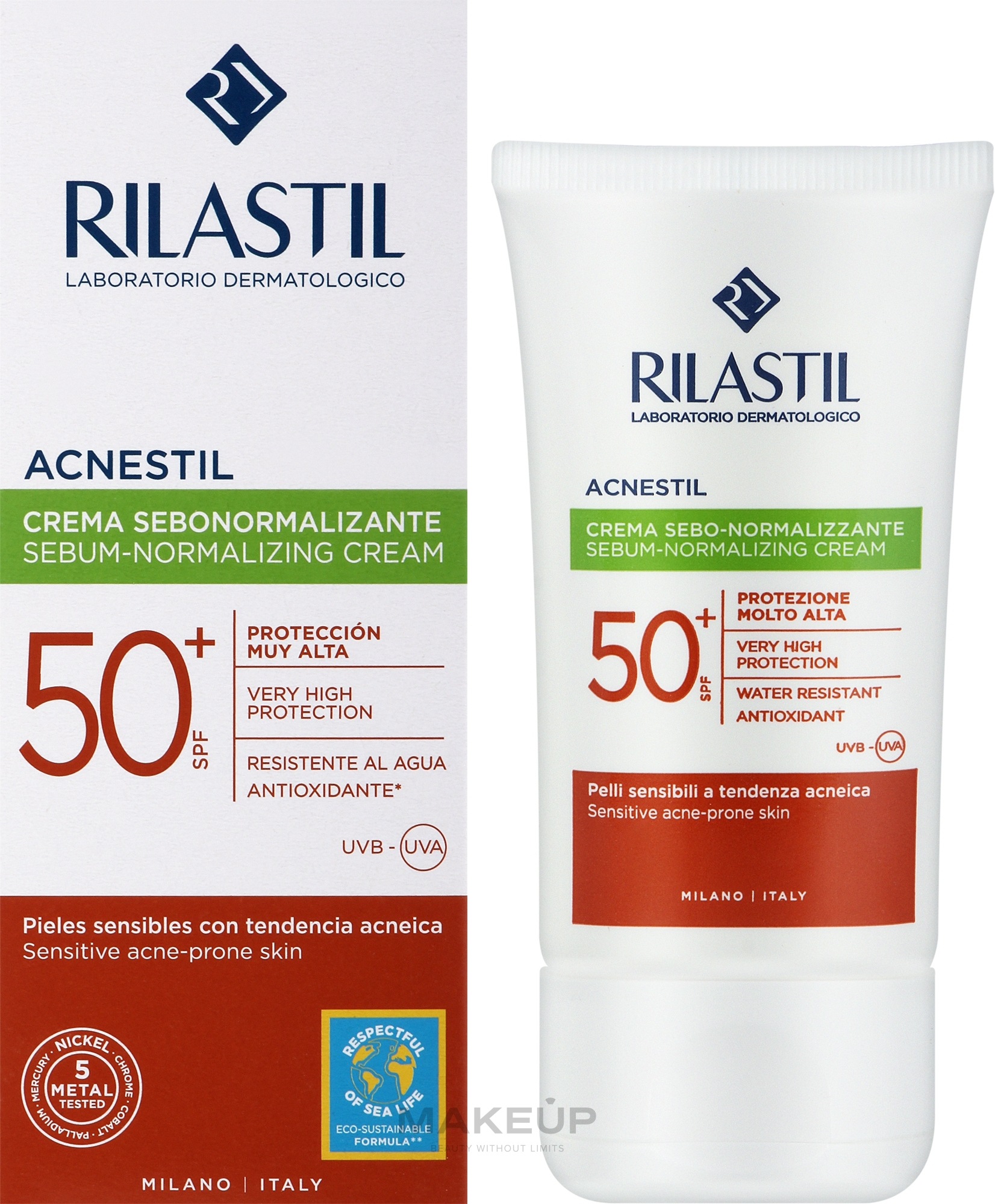 Face Sunscreen - Rilastil Sun System Spf50+ Acnestil — photo 50 ml