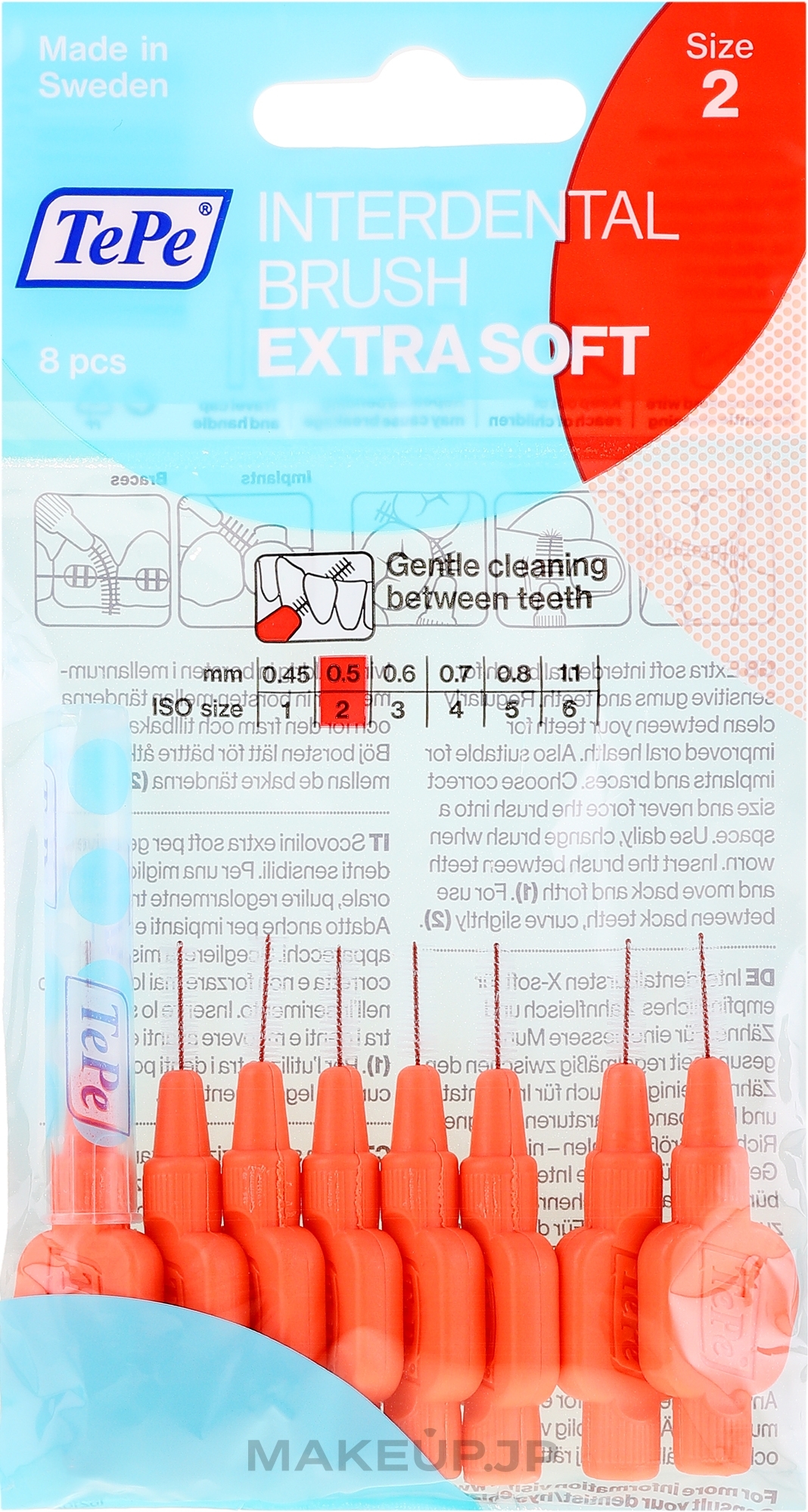 Interdental Brush "Red", 0,5 mm - TePe Interdental Brushes Extra Soft — photo 8 szt.