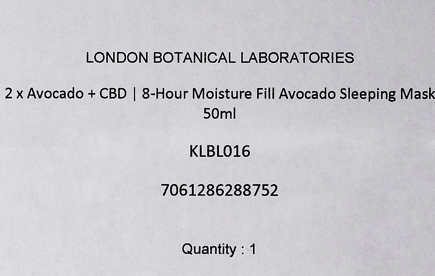 Set - London Botanical Laboratories Avocado+CBD 8-Hour Moisture Fill Avocado Sleeping Mask (mask/50ml + mask/50ml) — photo N15