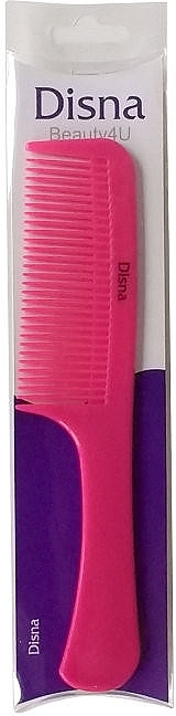 Hair Comb, 22.5 cm, with rounded handle, pink - Disna Beauty4U — photo N3