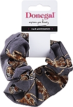 Fragrances, Perfumes, Cosmetics Hair Tie, FA-5647, grey with brown butterflies - Donegal