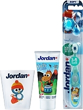 Fragrances, Perfumes, Cosmetics Set, cup with penguin, variant 1 - Jordan Kids (toothpaste/50ml + toothbrush/1pc + cup)