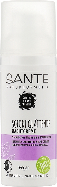 Anti-Wrinkle Night Botox Cream with Hyaluronic Acid & Akmella "Visible Effect" - Sante Instant Smooth Night Cream — photo N1