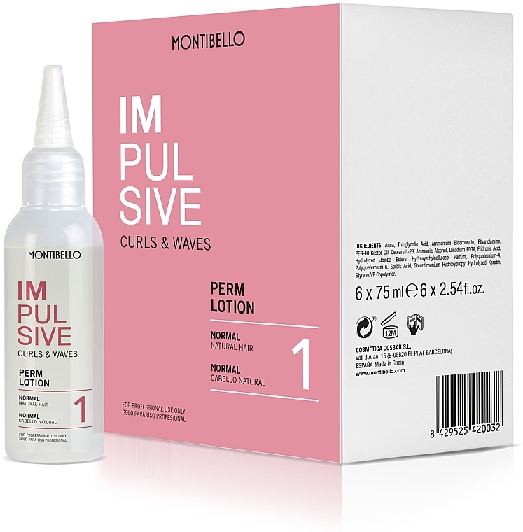 Normal Hair Curling Lotion - Montibello Impulsive Curls & Waves Perm Lotion 1 — photo N1