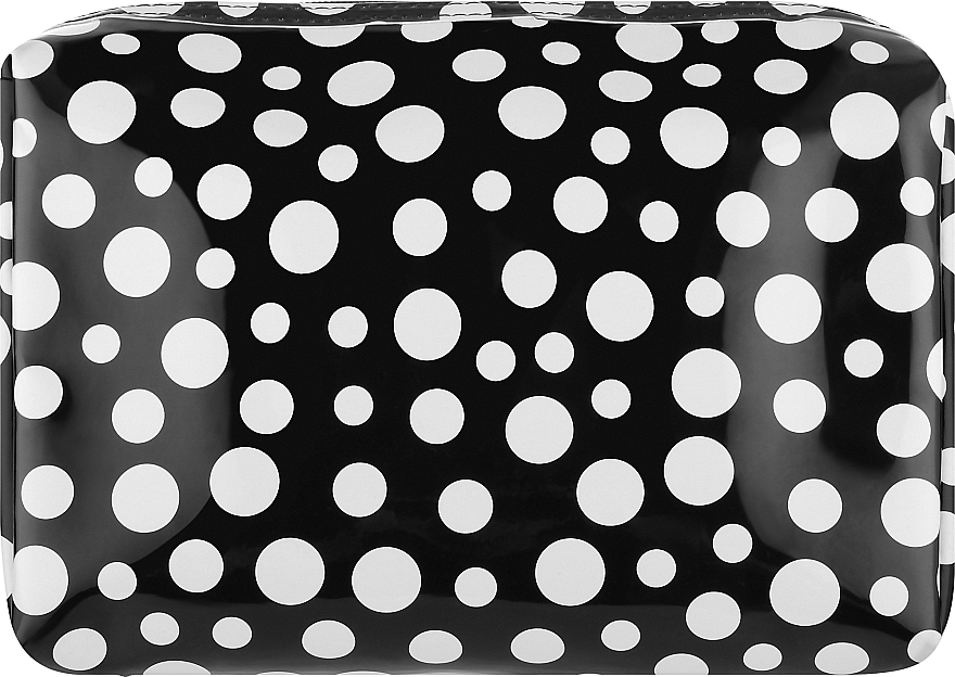 Makeup Bag 25x10x15 cm, glossy black with white polka dot - Titania Cosmetic Bag — photo N5