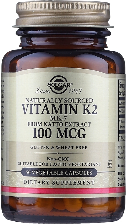 Vitamin K2 Dietary Supplement 100 mcg - Solgar Vitamin K2 (MK-7) — photo N2