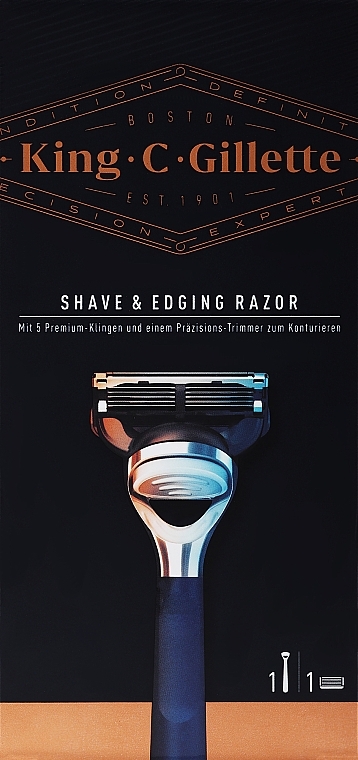 Razor & Trimmer with 5 Blades - Gillette King C. Shave & Edging Razor — photo N1