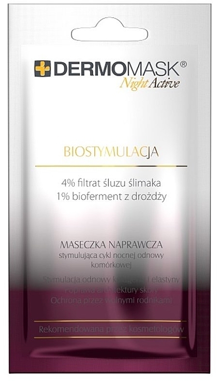 Night Face Mask 'Biostimulation' - L'biotica Dermomask Biostimulation Night Active Repair Mask — photo N1