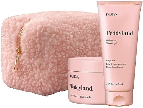 Set - Pupa Teddyland Rice Milk And Sugar (b/scrub/150ml+sh/gel/200ml+bag) — photo N1