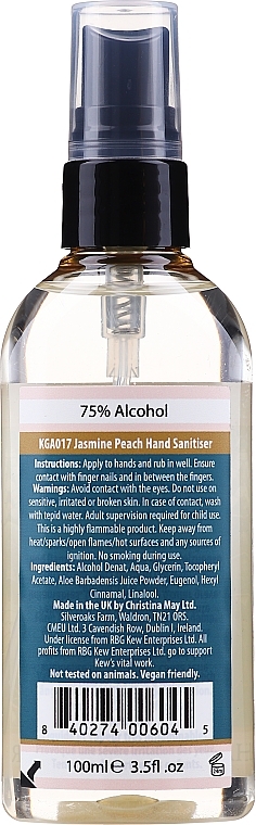 Jasmine & Peach Hand Sanitizer - Royal Botanic Gardens Kew Jasmine Peach Hand Sanitiser — photo N14