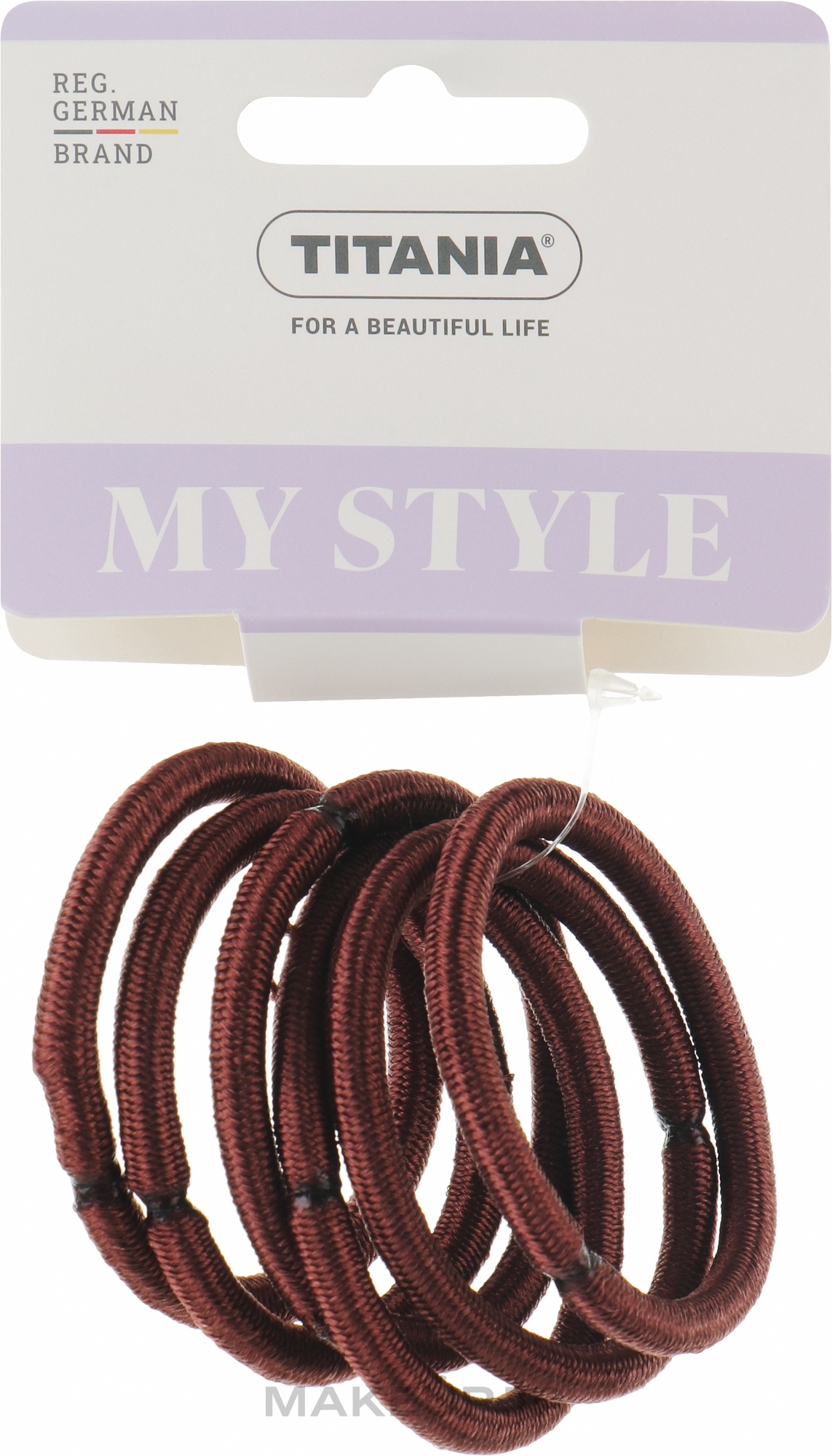 Elastic Hair Bands, 6mm, 6pcs, brown - Titania — photo 6 szt.