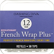 Fragrances, Perfumes, Cosmetics Narrow Nail Tips "French Smile+" - Dashing Diva French Wrap Plus White 50 Tips (Size 12)