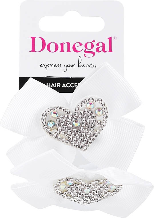 Hair Ties FA-5665, bow with heart 2 pcs. + white 4 pcs. - Donegal — photo N1