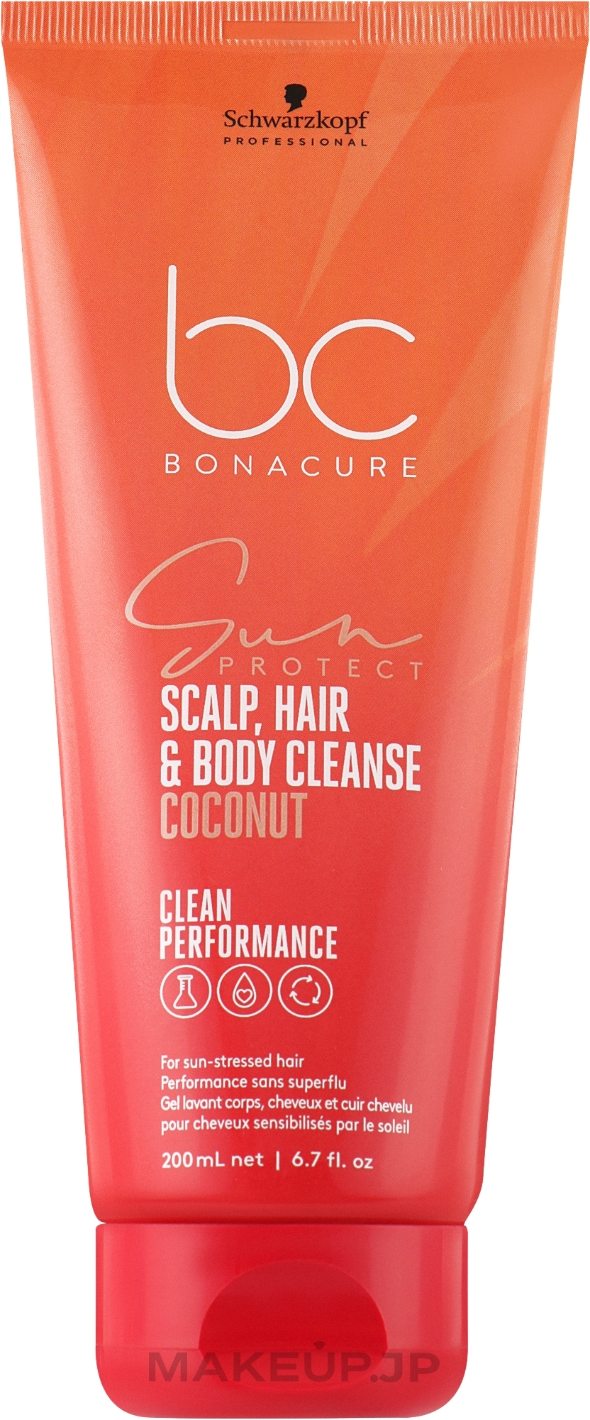 Hair, Scalp and Body Shampoo - Schwarzkopf Professional Bonacure Sun Protect 3-In-1 Scalp, Hair & Body Cleanse Coconut — photo 200 ml