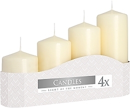 Cylindrical Candle set, ecru, 4 pieces - Bispol — photo N1