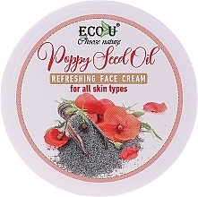 Refreshing Poppy Seed Oil Face Cream for All Skin Types - Eco U Poppy Seed Oil Refreshing Face Cream For All Skin Type — photo N1