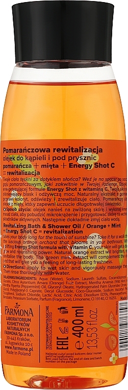 Repairing Bath & Shower Oil "Orange & Mint" - Farmona Tutti Frutti Orange And Mint Bath And Shower Oil — photo N5