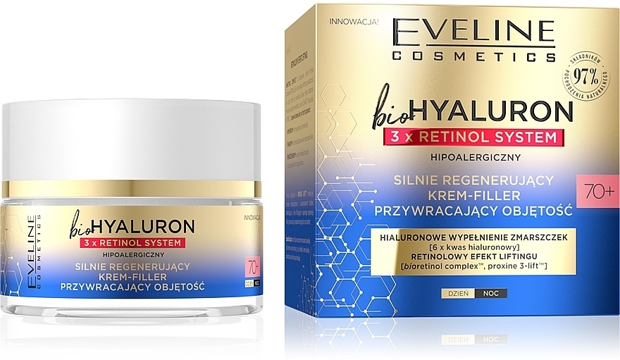 Repairing Cream-Filler - Eveline Cosmetics BioHyaluron 3xRetinol System 70+ — photo N2