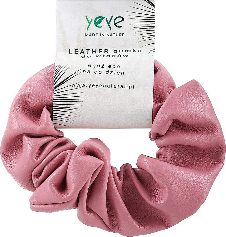 Leather Scrunchie 10.5 x 3.5 cm, pink - Yeye Leather Scrunchie — photo N2