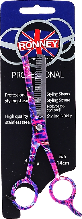 Thinning Scissors, 5.5cm - Ronney Professional Pink Neon — photo N1