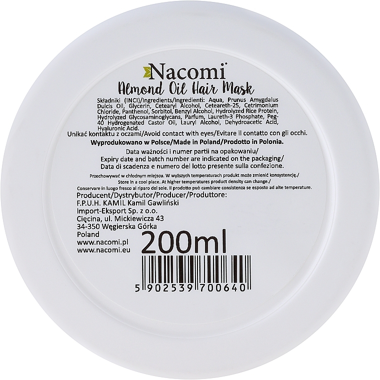 Hair Mask - Nacomi Almond Oil Hair Mask — photo N2