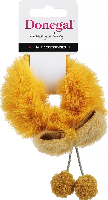 Hair Tie FA-5678+1, dark yellow with bow - Donegal — photo N1