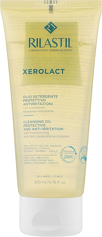 Face & Body Cleansing Oil for Extra Dry & Irritation-Prone Skin - Rilastil Xerolact Cleansing Oil — photo N4