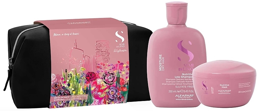 Set - Alfaparf Semi di Lino Moisture Holiday Set (shmp/250ml + mask/200ml)	 — photo N1