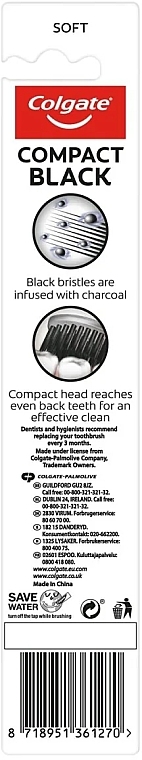 Soft Toothbrush - Colgate Compact Black Toothbrush Soft — photo N2