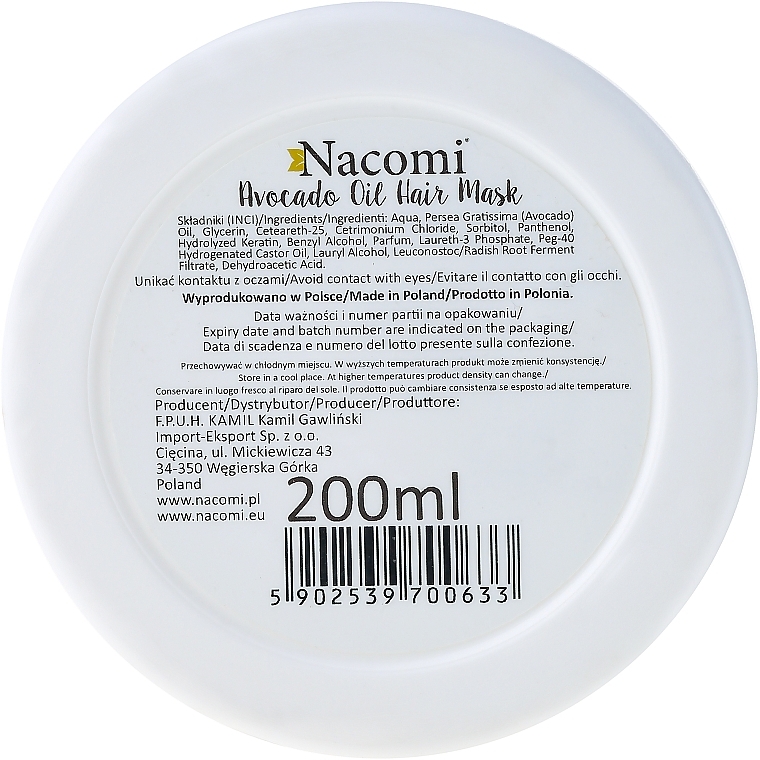 Hair Mask - Nacomi Natural With Keratin & Avocado Oil Hair Mask — photo N6