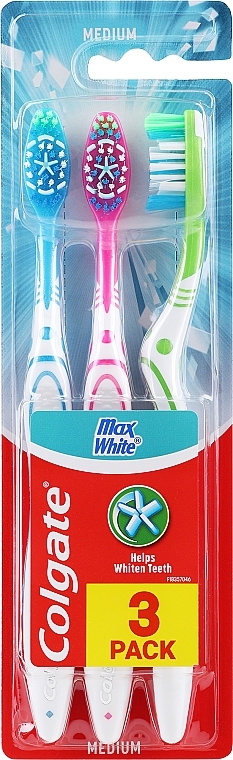 Toothbrush - Colgate Max White Medium Toothbrush 3 Pack — photo N1
