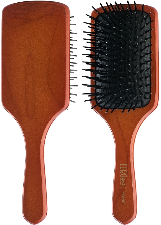 Wooden Massage Hair Brush 01994, square - Eurostil Paddle Brush — photo N6