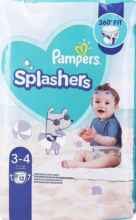 Swim Shorts, size 3-4 (6-11 kg), 12 pcs - Pampers Splashers — photo N24